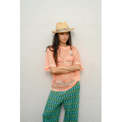 AKAR Chapeau grand bord en paille raphia avec un gros grain en tissu | Herman Belgium