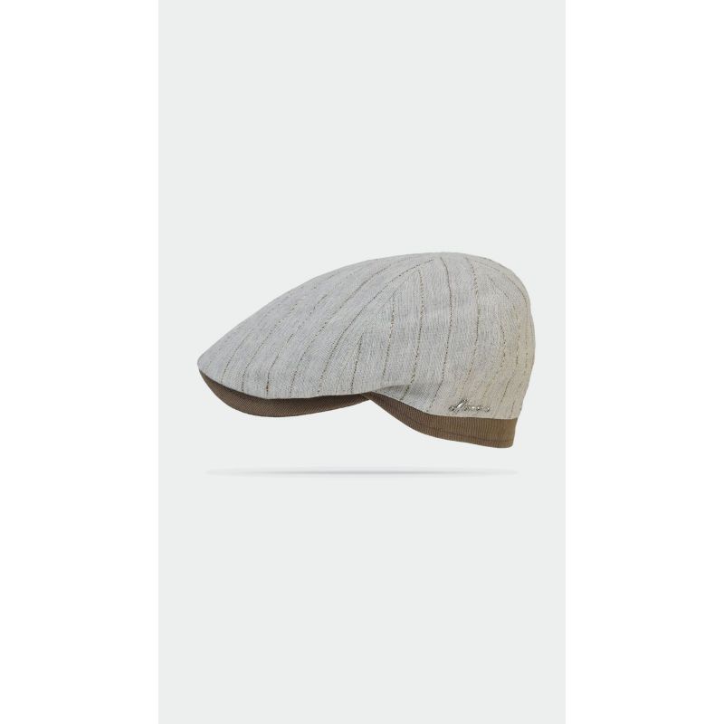 TONILO Casquette plate Casquette 6 côtes bicolore rayée en lin et coton | Herman Belgium