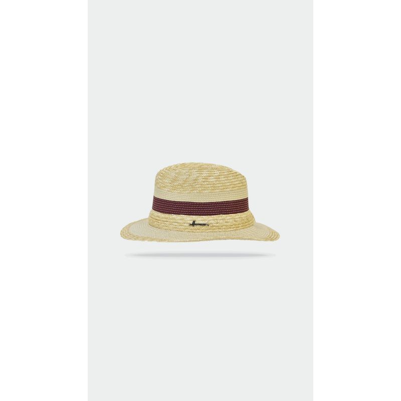 ELMARA Chapeau grand bord rayé en paille naturelle et en paille papier | Herman Belgium
