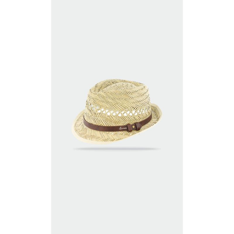 PEPPER Chapeau paille naturelle verte + | Herman Belgium