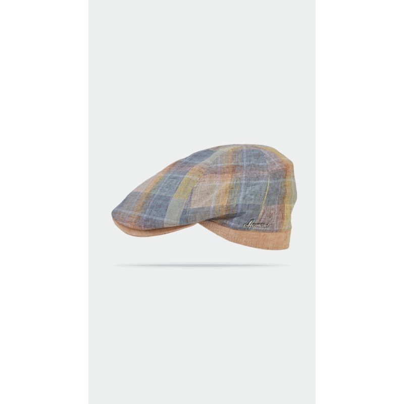 RAYAS Casquette plate Casquette 6 côtes au motif madras en lin et coton | Herman Belgium