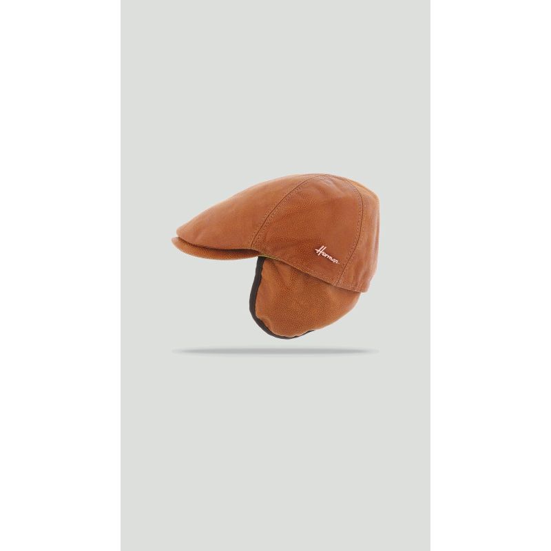 Duke Six S Casquette plate 6 pans en cuir avec | Herman Belgium