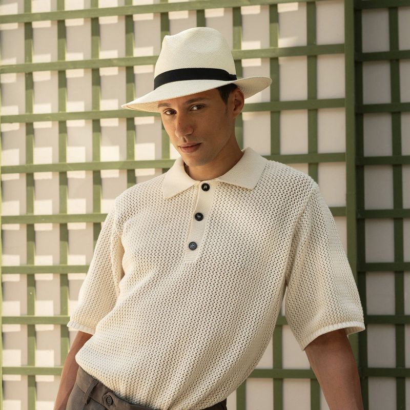 DIEGO Panama strohoed met zwart lint en | Herman Belgium