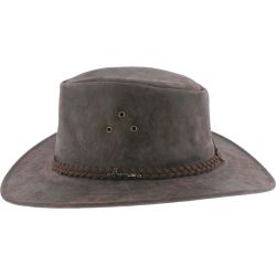 AUCKLAND Leren hoed met grote rand en kinband | Herman Belgium