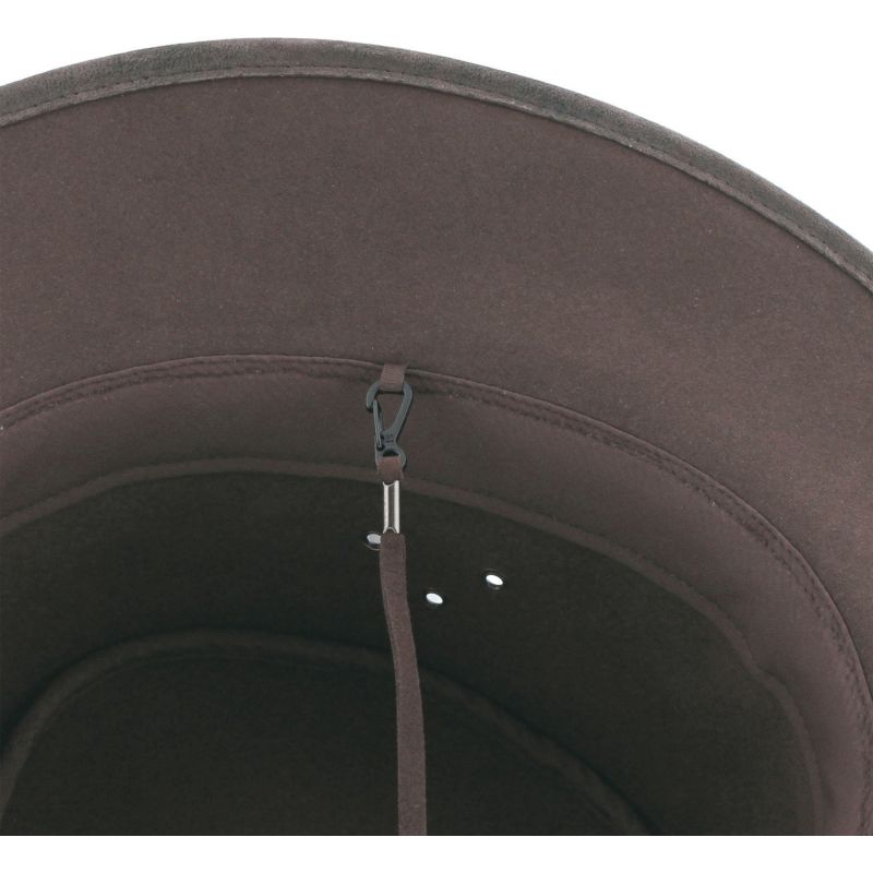 AUCKLAND Leren hoed met grote rand en kinband | Herman Belgium