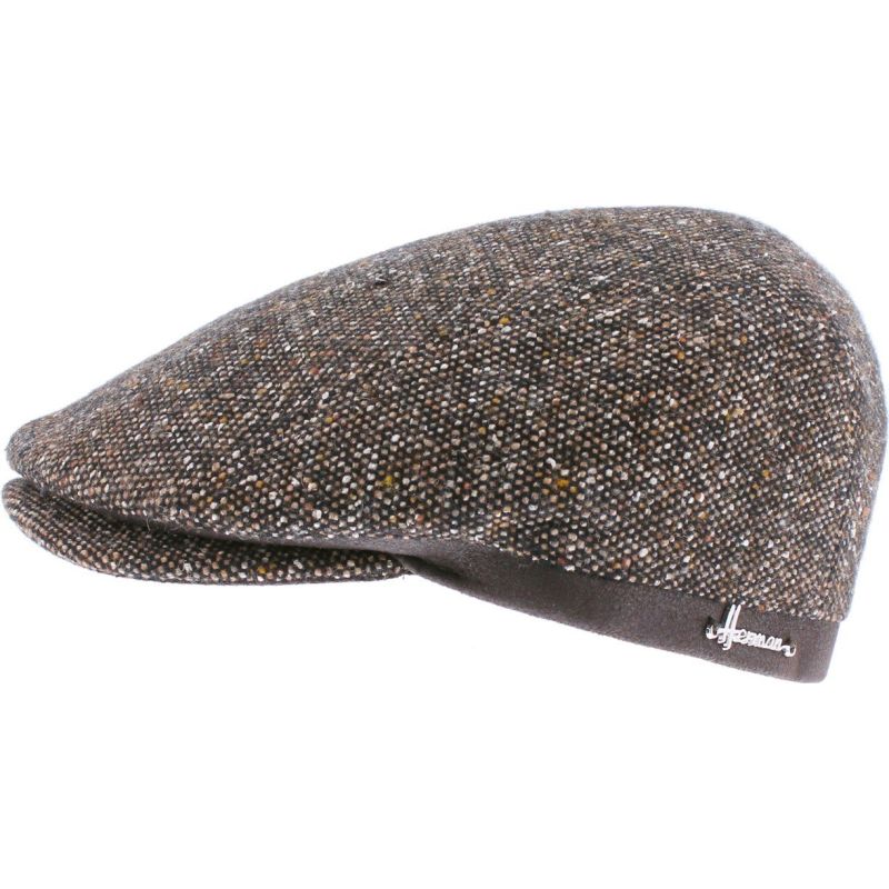 GRASBERG Tweed flat cap with faux leather brim | Herman Belgium