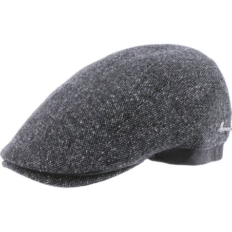 GRASBERG Tweed flat cap with faux leather brim | Herman Belgium