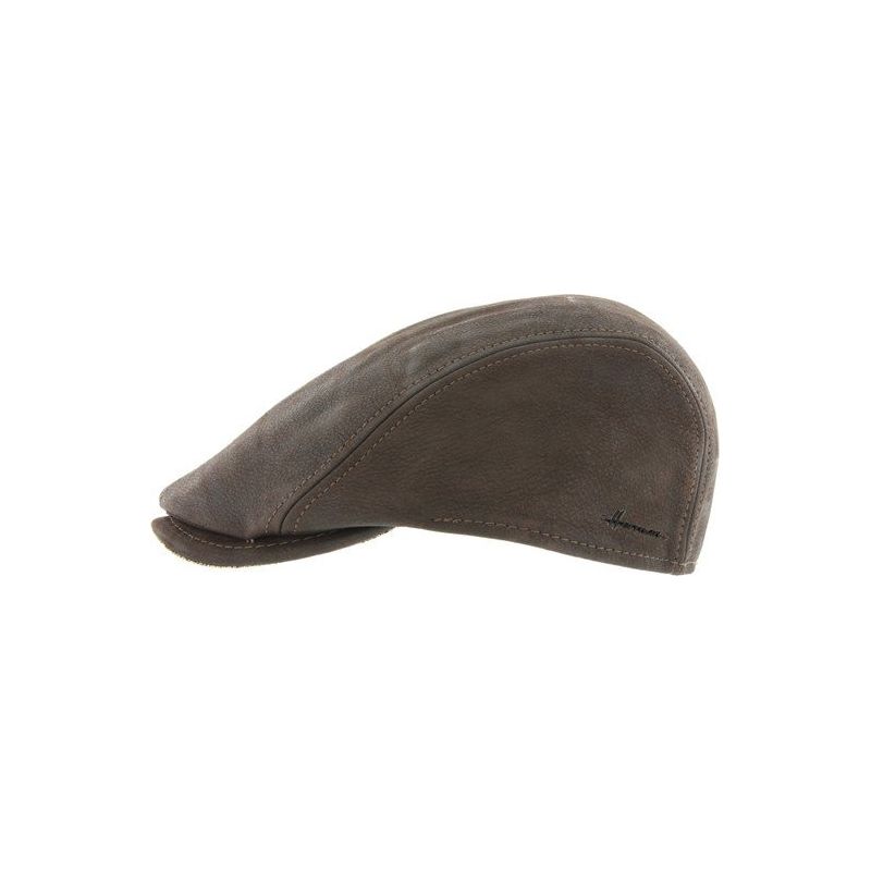 KING QUATTRO Plain genuine leather flat cap | Herman Belgium