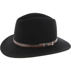 Chapeau en feutre Herman uni grand bord avec ceinture faux cuir
