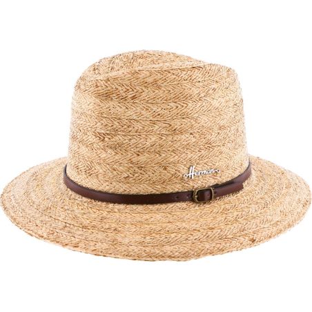 Chapeau grand bord Herman en paille raphia avec ceinture faux cuir