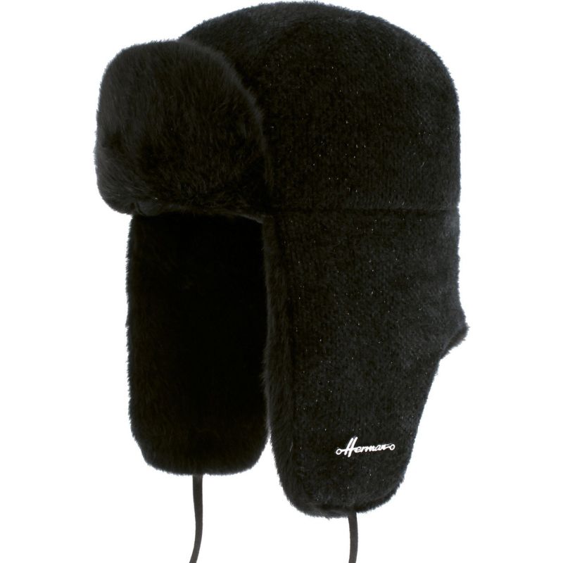 Chapka Herman unie en matière douce et souple avec lurex et fausse fourrure