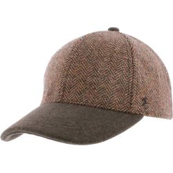 Casquette baseball en tissu tweed chevron avec visière unie