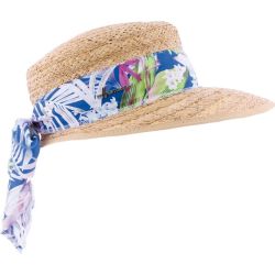 Casquette Herman en paille raphia  garnie d'un foulard fleuri