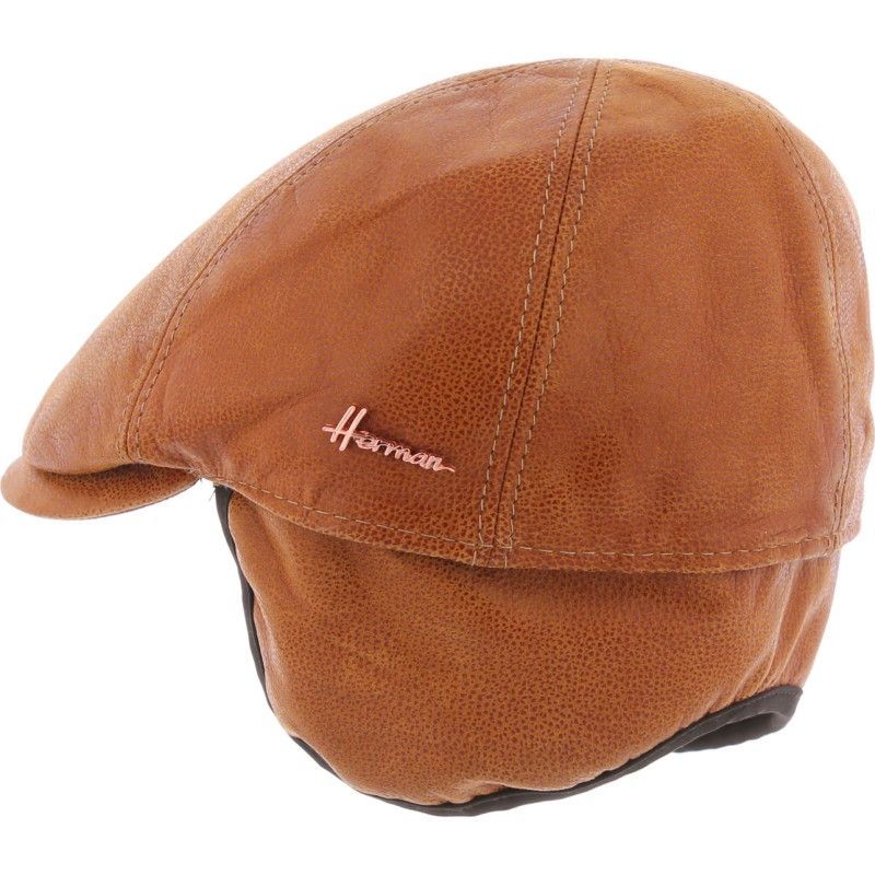 Casquette en cuir Herman Duke Six S cognac vue arrière