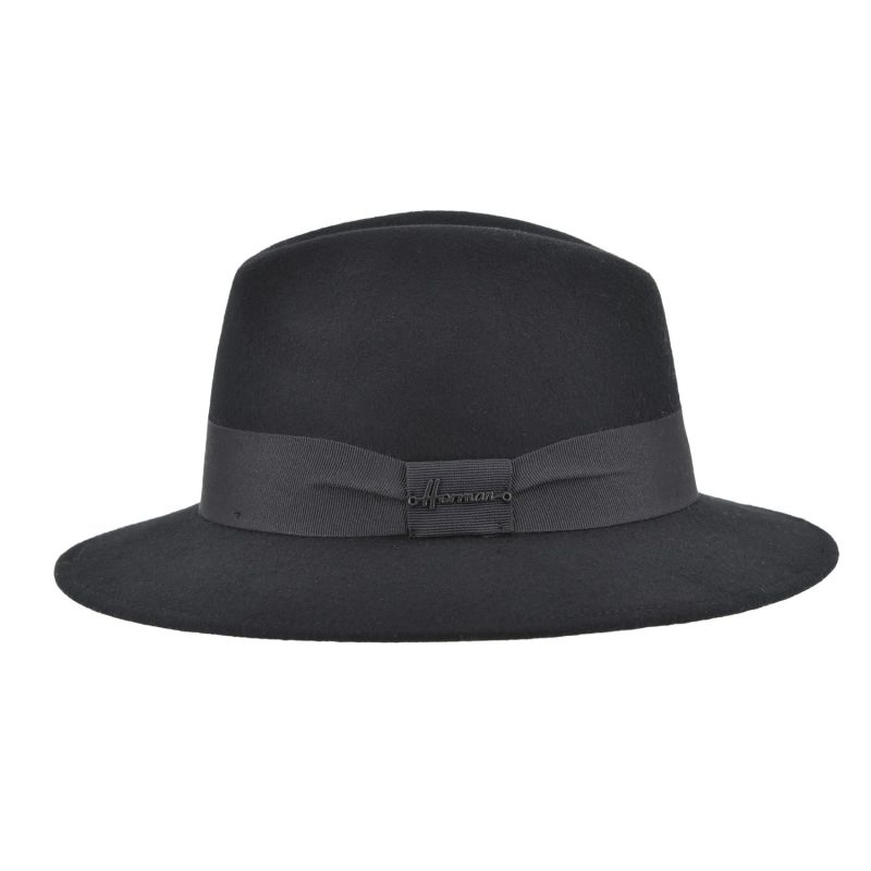Zaratan plain wool felt hat with black ribbon | Herman Belgium