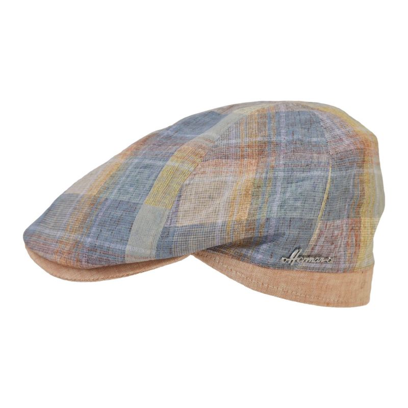 RAYAS Casquette plate Casquette 6 côtes au motif madras en lin et coton | Herman Belgium