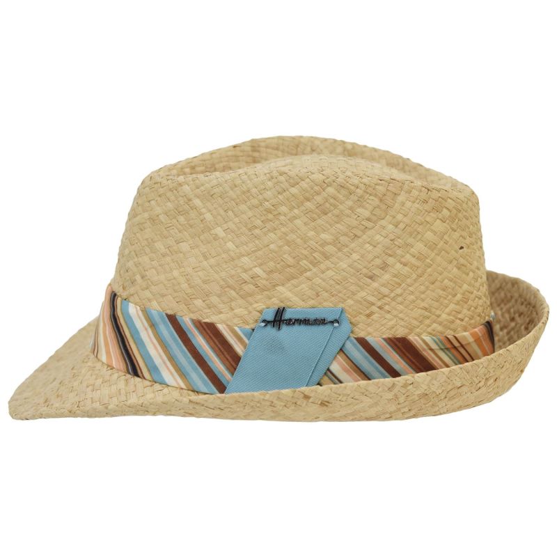 PICUS Chapeau petit bord en paille raphia avec un gros grain en tissu | Herman Belgium