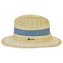 ELMARA Chapeau grand bord rayé en paille naturelle et en paille papier | Herman Belgium