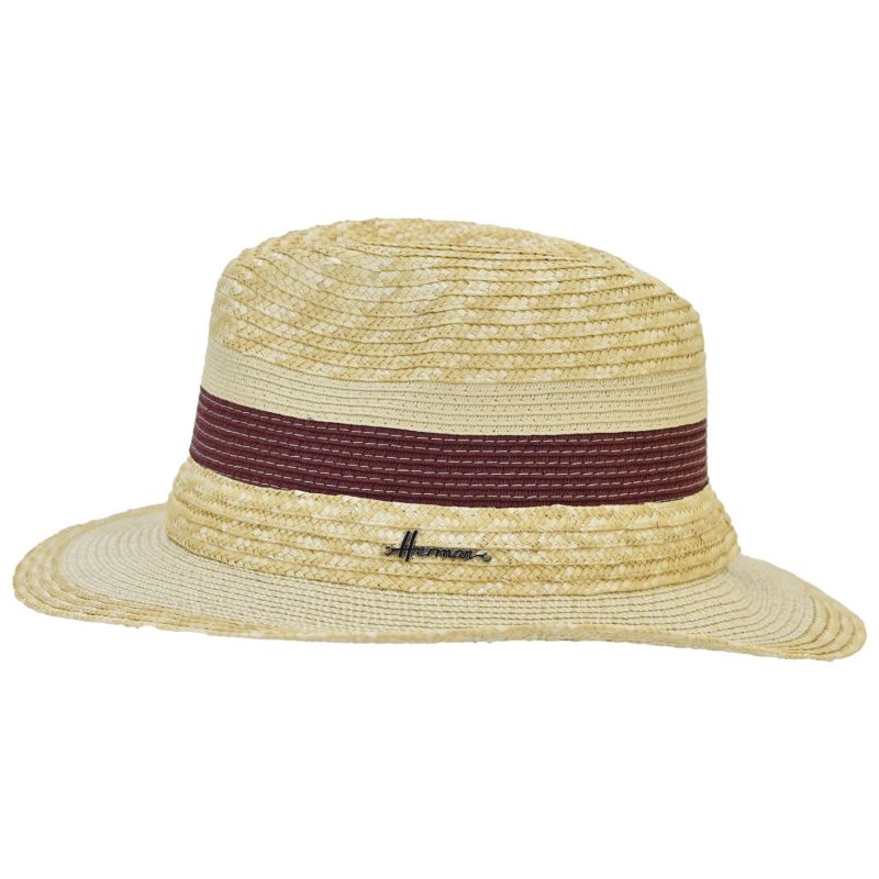 ELMARA Chapeau grand bord rayé en paille naturelle et en paille papier | Herman Belgium