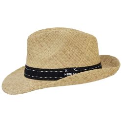 BALUN Chapeau grand bord en paille raphia avec un gros grain bicolore | Herman Belgium