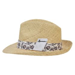 AKAR Chapeau grand bord en paille raphia avec un gros grain en tissu | Herman Belgium