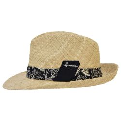 AKAR Chapeau grand bord en paille raphia avec un gros grain en tissu | Herman Belgium