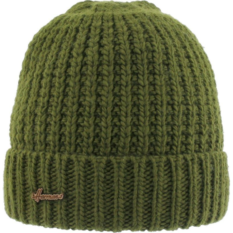 Bonnet Herman adulte avec revers uni tricoté avec 80% de fil de polyester recyclé doublé plush