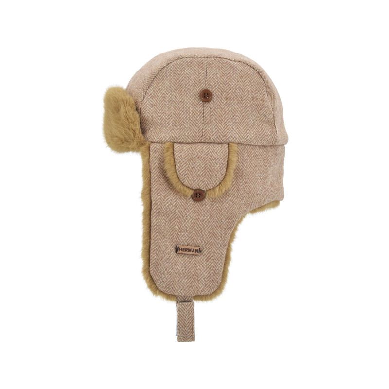 TANAN Chapka à oreilles doublée fausse fourrure en laine | Herman Belgium