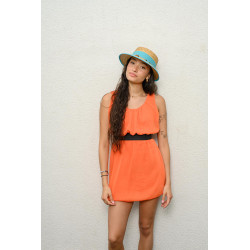 ARI Casquette en paille Casquette bicolore en paille naturelle et en paille papier | Herman Belgium