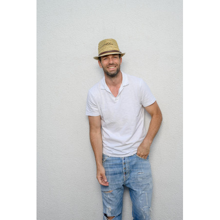 PEPPER Chapeau paille naturelle verte + | Herman Belgium