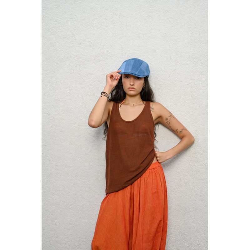 SAAVO Casquette plate en toile de jeans | Herman Belgium