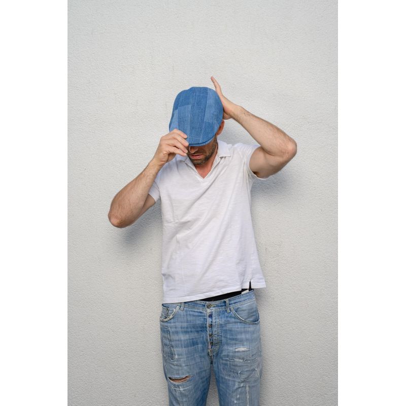 SAAVO Casquette plate en toile de jeans | Herman Belgium